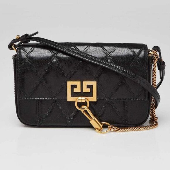 Givenchy Black Quilted Leather GV3 Crossbody Bag - Picture 1 of 11